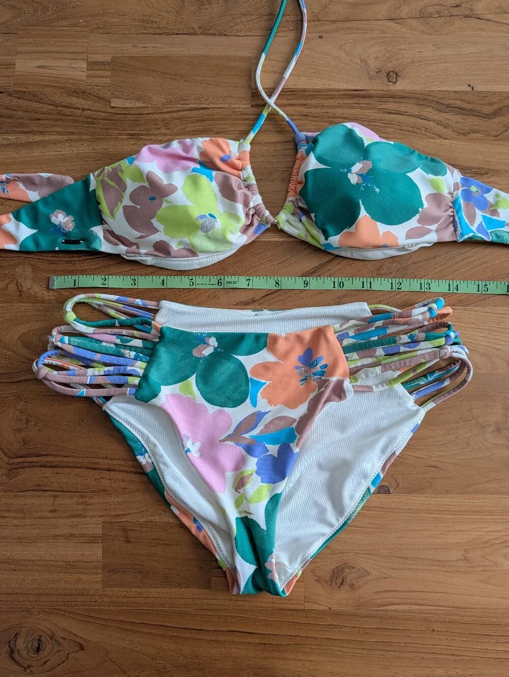 O'Neill Sami Floral 3-Way Bikini Set Small Multi-Way Top Strappy Bottoms
